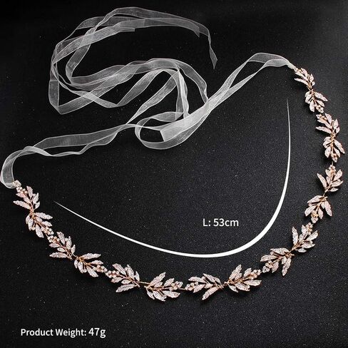 Kesyoo Metal Leaf Bridal Belt Wedding Crystal Bress Bett Belt Bridal Caist Percy Beautiful Associed (Golden) in Kuwait