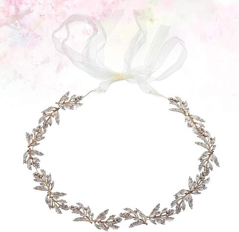 Kesyoo Metal Leaf Bridal Belt Wedding Crystal Bress Bett Belt Bridal Caist Percy Beautiful Associed (Golden) in Kuwait