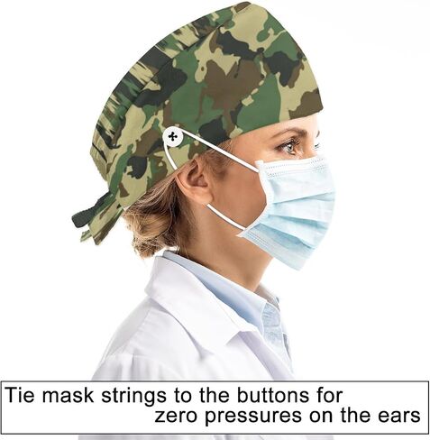 Tavisto Bouffant Scrub Caps Printed Working Surgical Cap 3d Butterfly Nurse Hats with Buttons and Sweatband Adjustable in Saudi Arabia
