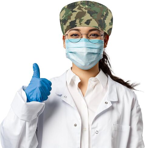 Tavisto Bouffant Scrub Caps Printed Working Surgical Cap 3d Butterfly Nurse Hats with Buttons and Sweatband Adjustable in Saudi Arabia