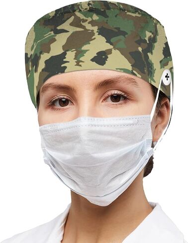 Tavisto Bouffant Scrub Caps Printed Working Surgical Cap 3d Butterfly Nurse Hats with Buttons and Sweatband Adjustable in Saudi Arabia