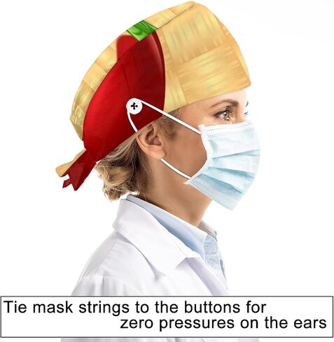 Tavisto Bouffant Scrub Caps Printed Working Surgical Cap 3d Butterfly Nurse Hats with Buttons and Sweatband Adjustable in Saudi Arabia