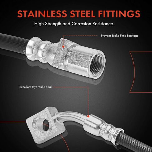 A-Premium Front Driver Brake Hydraulic Hose Compatible with Select Chevy and GMC Models - Express 1500/Savana 1500 2003-2009, Express 2500/Savana 2500 2003-2005 - Replace# 15823490 in Saudi Arabia