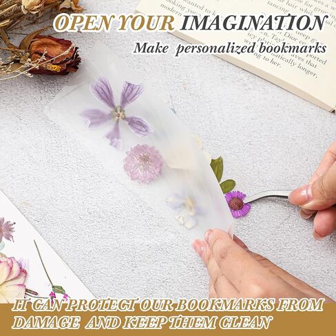 DIY Bookmark Making Kit 150 Pcs Bookmark Laminating Pouches with 150 Pcs Tassels 2 x 6 Inch Hot Laminator Sleeves 5 Mil Laminating Pouches Dried Flower for Book Lovers Nature Lovers in Kuwait