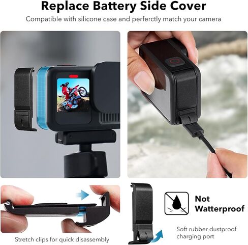 ملحقات MYAKON لـ Gopro Hero 13 باللون الأسود، حافظة من السيليكون، حقيبة حمل صغيرة، غطاء باب البطارية، واقيات شاشة العدسة، أغطية العدسات لمجموعة ملحقات Go Pro Hero 13 باللون الأسود in Saudi Arabia