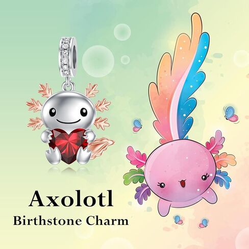 Proess 925 Sterling Silver Axolotl Charm 12 شهرًا Birthstone Oxolotl Bead لأساور Axolotl التي تصنع هدايا Axolotl للنساء محبي Axolotl in Kuwait