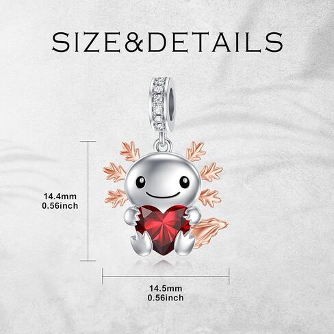Proess 925 Sterling Silver Axolotl Charm 12 شهرًا Birthstone Oxolotl Bead لأساور Axolotl التي تصنع هدايا Axolotl للنساء محبي Axolotl in Kuwait