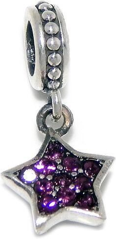 icyrose Solid 925 Sterling Silver Fildling Star مع Crystals Charm Bead (Purple) in Kuwait