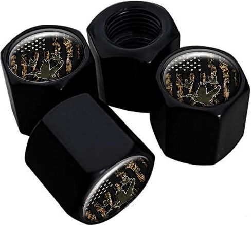 Metal Tire Valve Stem Caps 4 Pack,Car Wheel Stem Caps, Aluminum Universal Air Valve Covers for Cars, Trucks, SUVs, Bikes, Motorcycles, Bicycles(Camouflage USA Flag) in Kuwait