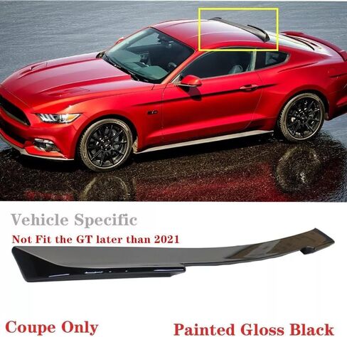 Rear Window Roof Spoiler Visor Wing Fits for Ford Mustang Coupe EcoBoost/GT/ V6/ Mach 1/ GT Premium/Bullitt 2015-2024 2025 Gloss Black V-Style Lip Exterior Accessories in Saudi Arabia