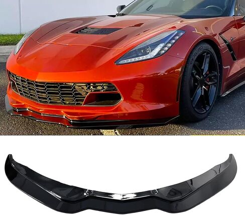 الوفاة الأمامية التوافق بين الشفة السفلية مع 2014-2019 Corvette C7 | Z06 Stage 3 Front Chin Lip Spoiler 1PCS Gloss Black in Kuwait