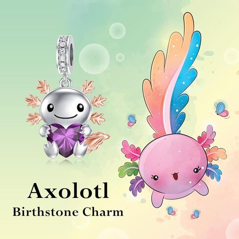 PROESS 925 Sterling Silver Axolotl Charm 12 Months Birthstone Axolotl Bead for Axolotl Bracelets Jewerly Making Axolotl Gifts for Women Axolotl Lovers in Saudi Arabia
