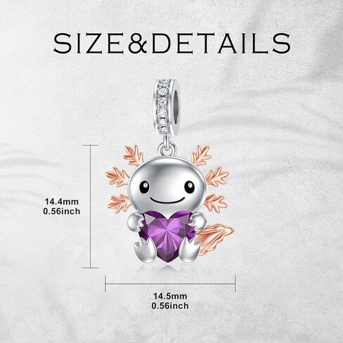 PROESS 925 Sterling Silver Axolotl Charm 12 Months Birthstone Axolotl Bead for Axolotl Bracelets Jewerly Making Axolotl Gifts for Women Axolotl Lovers in Saudi Arabia