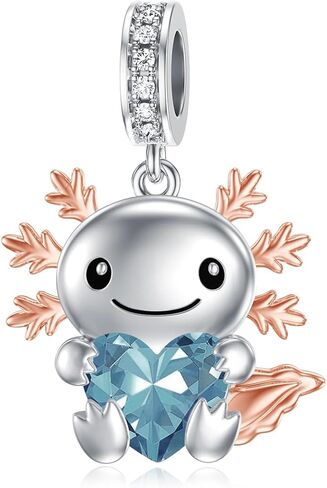 Proess 925 Sterling Silver Axolotl Charm 12 شهرًا Birthstone Oxolotl Bead لأساور Axolotl التي تصنع هدايا Axolotl للنساء محبي Axolotl in Kuwait