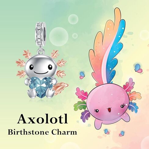 Proess 925 Sterling Silver Axolotl Charm 12 شهرًا Birthstone Oxolotl Bead لأساور Axolotl التي تصنع هدايا Axolotl للنساء محبي Axolotl in Kuwait