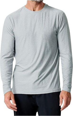 Rash Guard Swim Shirts for Men Long Sleeve Round Neck Running Shirt Lightweight Breathable UPF 50+ Fishing Tops in Saudi Arabia