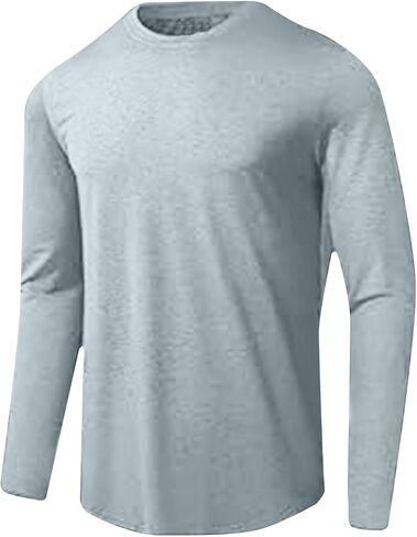 Rash Guard Swim Shirts for Men Long Sleeve Round Neck Running Shirt Lightweight Breathable UPF 50+ Fishing Tops in Saudi Arabia