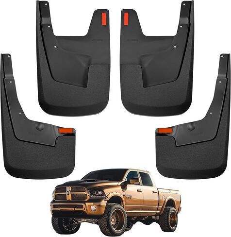 Mud Flaps for Trucks | Fits 2019-2024 Dodge Ram 1500 with Fender Flares, Front & Rear Splash Mud Guards, 4PC-Black in Saudi Arabia