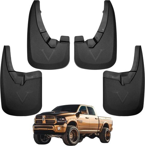 Mud Flaps for Trucks | Fits 2019-2024 Dodge Ram 1500 with Fender Flares, Front & Rear Splash Mud Guards, 4PC-Black in Saudi Arabia
