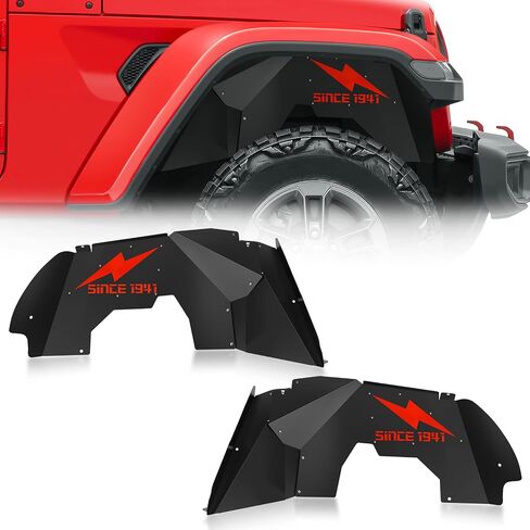 لجيب JL JL Front Inner Fender Liner متوافق مع 2018 2019 2020 2021 2022 2023 2024 Jeep Wrangler JL Jlu & Gladiator JT 2/4 Doors ، Bolt-On Well Liners Protect Off-Road Protection in Kuwait