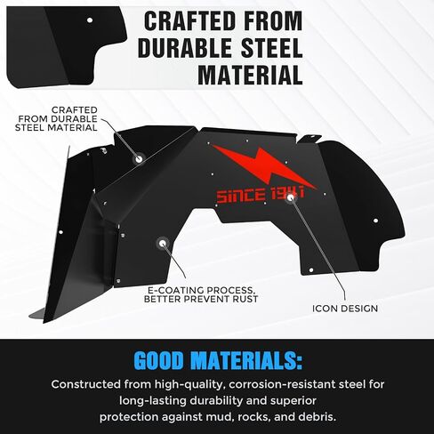 لجيب JL JL Front Inner Fender Liner متوافق مع 2018 2019 2020 2021 2022 2023 2024 Jeep Wrangler JL Jlu & Gladiator JT 2/4 Doors ، Bolt-On Well Liners Protect Off-Road Protection in Kuwait