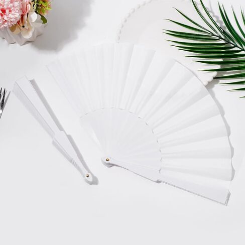 30pcs قابلة للطي المعجبين الإسباني مروحة مروحة قابلة للطي مروحة صينية رجعية قابلة للطي للعرائس الراقصة الدعائم الحفلات حفل الزفاف مع أكياس الأورجانزا （أبيض） in Kuwait