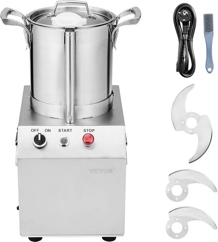VEVOR Food Processor & Vegetable Chopper, 4.3 Quart Food-Grade Stainless Steel Food Processor Chopper with 2 Extra S-Curve Blades, Multifunctional for Chopping Vegetables, Fruit, Grains, Nuts in Kuwait