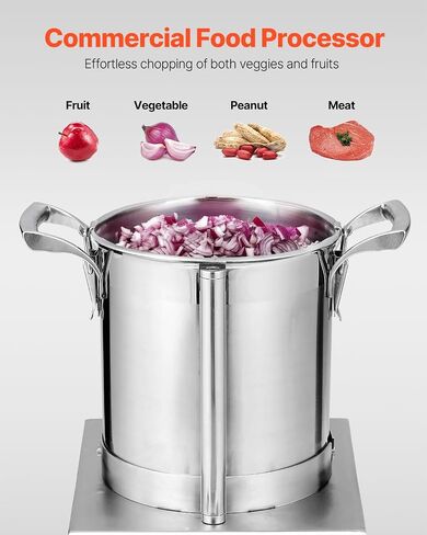 VEVOR Food Processor & Vegetable Chopper, 4.3 Quart Food-Grade Stainless Steel Food Processor Chopper with 2 Extra S-Curve Blades, Multifunctional for Chopping Vegetables, Fruit, Grains, Nuts in Kuwait