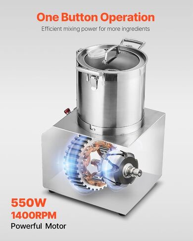 VEVOR Food Processor & Vegetable Chopper, 4.3 Quart Food-Grade Stainless Steel Food Processor Chopper with 2 Extra S-Curve Blades, Multifunctional for Chopping Vegetables, Fruit, Grains, Nuts in Kuwait