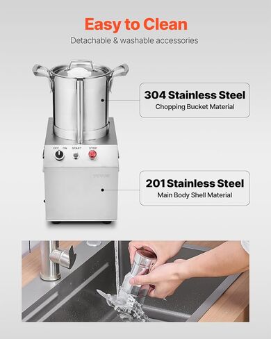 VEVOR Food Processor & Vegetable Chopper, 4.3 Quart Food-Grade Stainless Steel Food Processor Chopper with 2 Extra S-Curve Blades, Multifunctional for Chopping Vegetables, Fruit, Grains, Nuts in Kuwait