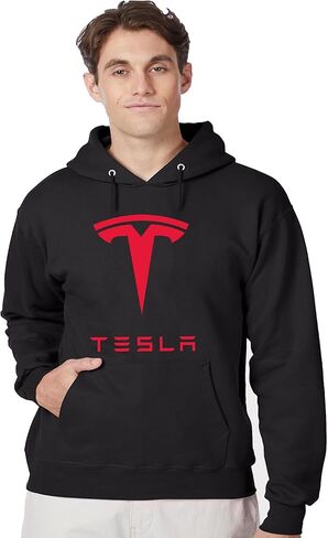 BestSyracuse Tesla Motors Logo Hoodie Sweatshirt Black Long Sleeve Pullover in Saudi Arabia