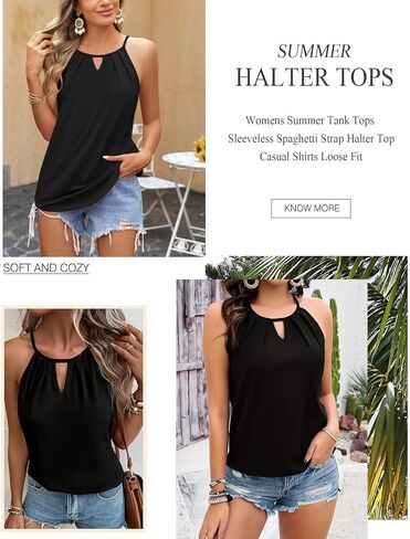 Zeagoo Womens Tank Tops Sleeveless Spaghetti Strap Halter Top Flowy Summer Beach Outfits 2025 in Saudi Arabia