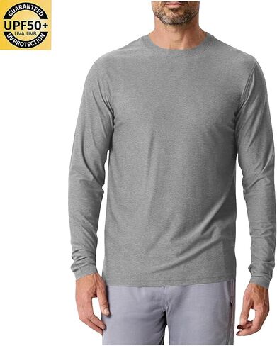 Rash Guard Swim Shirts for Men Long Sleeve Round Neck Running Shirt Lightweight Breathable UPF 50+ Fishing Tops in Saudi Arabia