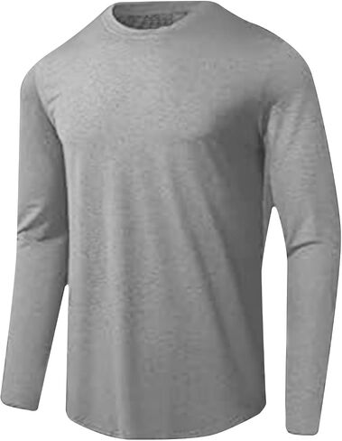 Rash Guard Swim Shirts for Men Long Sleeve Round Neck Running Shirt Lightweight Breathable UPF 50+ Fishing Tops in Saudi Arabia