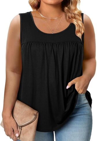 Eytino Plus Size Tank Tops for Women Sleeveless Crew Neck Summer Casual Loose Tee Shirts(1X-5X) in Saudi Arabia