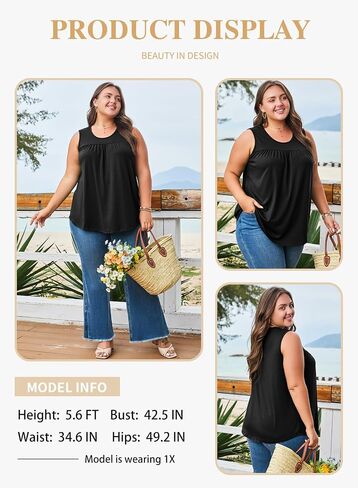 Eytino Plus Size Tank Tops for Women Sleeveless Crew Neck Summer Casual Loose Tee Shirts(1X-5X) in Saudi Arabia