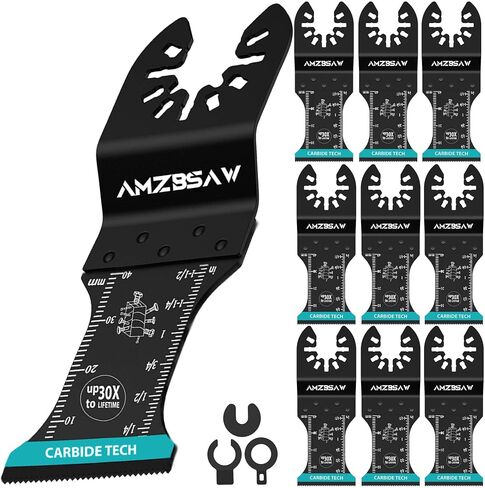 10PCS Titanium and Carbide Oscillating Multitool Blades Metal Cutting, Professional Saw Blades for Screws Metal Nails Hard Material, Multi Tool Blades Kits, Oscillating Tool Accessories Kit in Kuwait