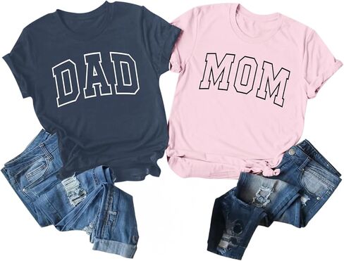 Dad Mom Shirt Matching Shirts for Couples Pregnancy Announcement Reveal T Shirts Mothers Fathers Day Couple Gifts in Kuwait