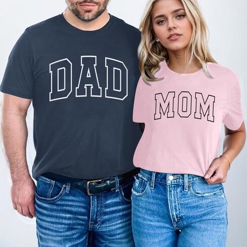 Dad Mom Shirt Matching Shirts for Couples Pregnancy Announcement Reveal T Shirts Mothers Fathers Day Couple Gifts in Kuwait