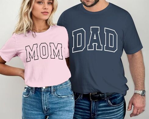 Dad Mom Shirt Matching Shirts for Couples Pregnancy Announcement Reveal T Shirts Mothers Fathers Day Couple Gifts in Kuwait