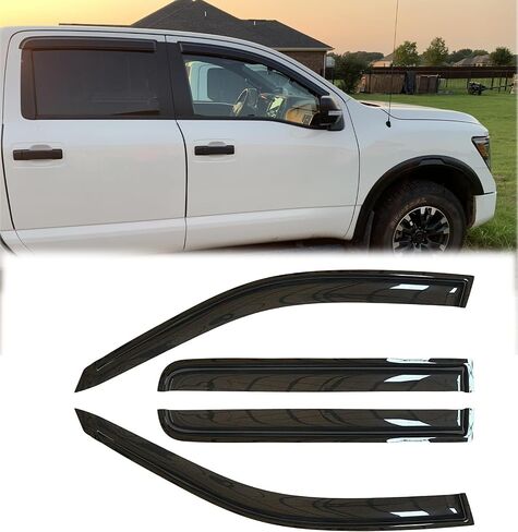 94977 Sunproof Waterproof Side Window Wind Deflector, 4pcs Protective Replacements Rain Guards Set, Window Visor fit for 2016-2024 Nissan Titan XD/Nissan Titan Crew Cab in Kuwait