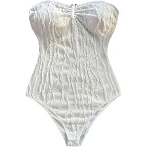 Floerns Women's Strapless Ruched Shapewear Bodysuit Y2k Tube Top Body Suits Leotard in Saudi Arabia