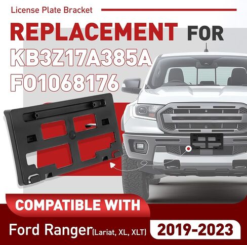 حامل لوحة ترخيص الأمامي متوافق مع 2019-2023 Ford Ranger Lariat XL XLT بديل لـ FO1068176 KB3Z17A385A إطارات تصاعد لوحة ترخيص غير مكتملة in Saudi Arabia
