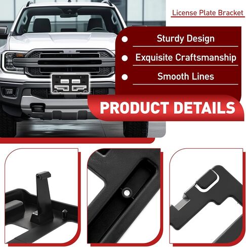 حامل لوحة ترخيص الأمامي متوافق مع 2019-2023 Ford Ranger Lariat XL XLT بديل لـ FO1068176 KB3Z17A385A إطارات تصاعد لوحة ترخيص غير مكتملة in Saudi Arabia