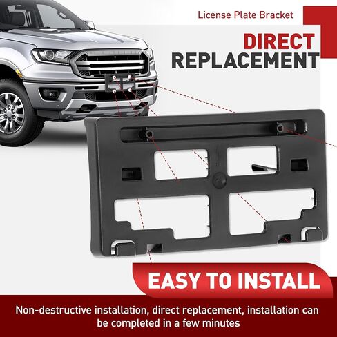 حامل لوحة ترخيص الأمامي متوافق مع 2019-2023 Ford Ranger Lariat XL XLT بديل لـ FO1068176 KB3Z17A385A إطارات تصاعد لوحة ترخيص غير مكتملة in Saudi Arabia
