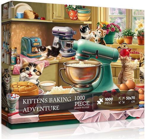 Cat Puzzles for Adults 1000 Pieces, Fantasy Animal Kitten Abstract Art Puzzle, Colorful Funny Cat Puzzle Kitty, Impossible Hard Challenge Jigsaw Puzzle for Adults in Kuwait