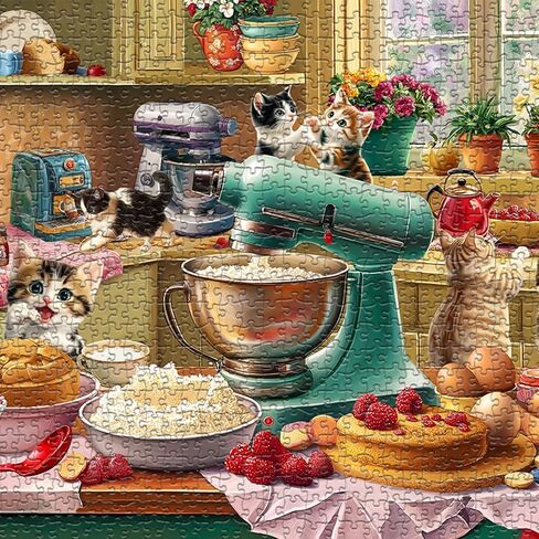 Cat Puzzles for Adults 1000 Pieces, Fantasy Animal Kitten Abstract Art Puzzle, Colorful Funny Cat Puzzle Kitty, Impossible Hard Challenge Jigsaw Puzzle for Adults in Kuwait