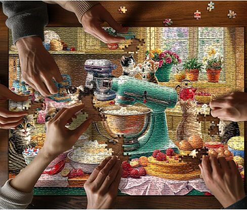 Cat Puzzles for Adults 1000 Pieces, Fantasy Animal Kitten Abstract Art Puzzle, Colorful Funny Cat Puzzle Kitty, Impossible Hard Challenge Jigsaw Puzzle for Adults in Kuwait