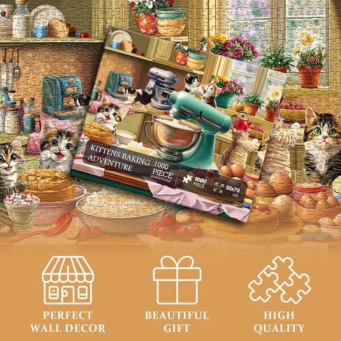 Cat Puzzles for Adults 1000 Pieces, Fantasy Animal Kitten Abstract Art Puzzle, Colorful Funny Cat Puzzle Kitty, Impossible Hard Challenge Jigsaw Puzzle for Adults in Kuwait
