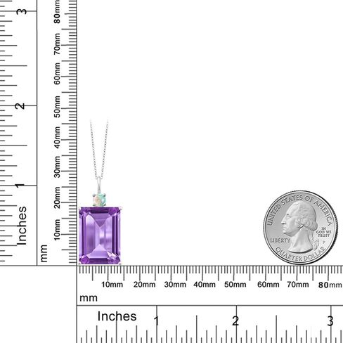 Gem Stone King 925 Sterling Silver Purple Amethyst and White Opal Pendant Necklace For Women (15.25 Cttw, Emerald Cut 18X13MM, With 18 Inch Silver Chain) in Saudi Arabia